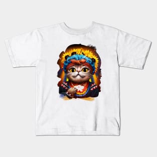 Cute Ukrainian cat patriot Kids T-Shirt